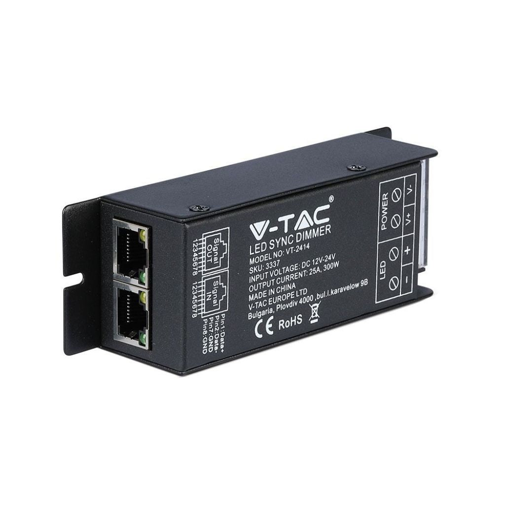 V-TAC Kontroler do Taśm LED Ściemnianych Port RJ45 z Pilotem (Maks. 300W)